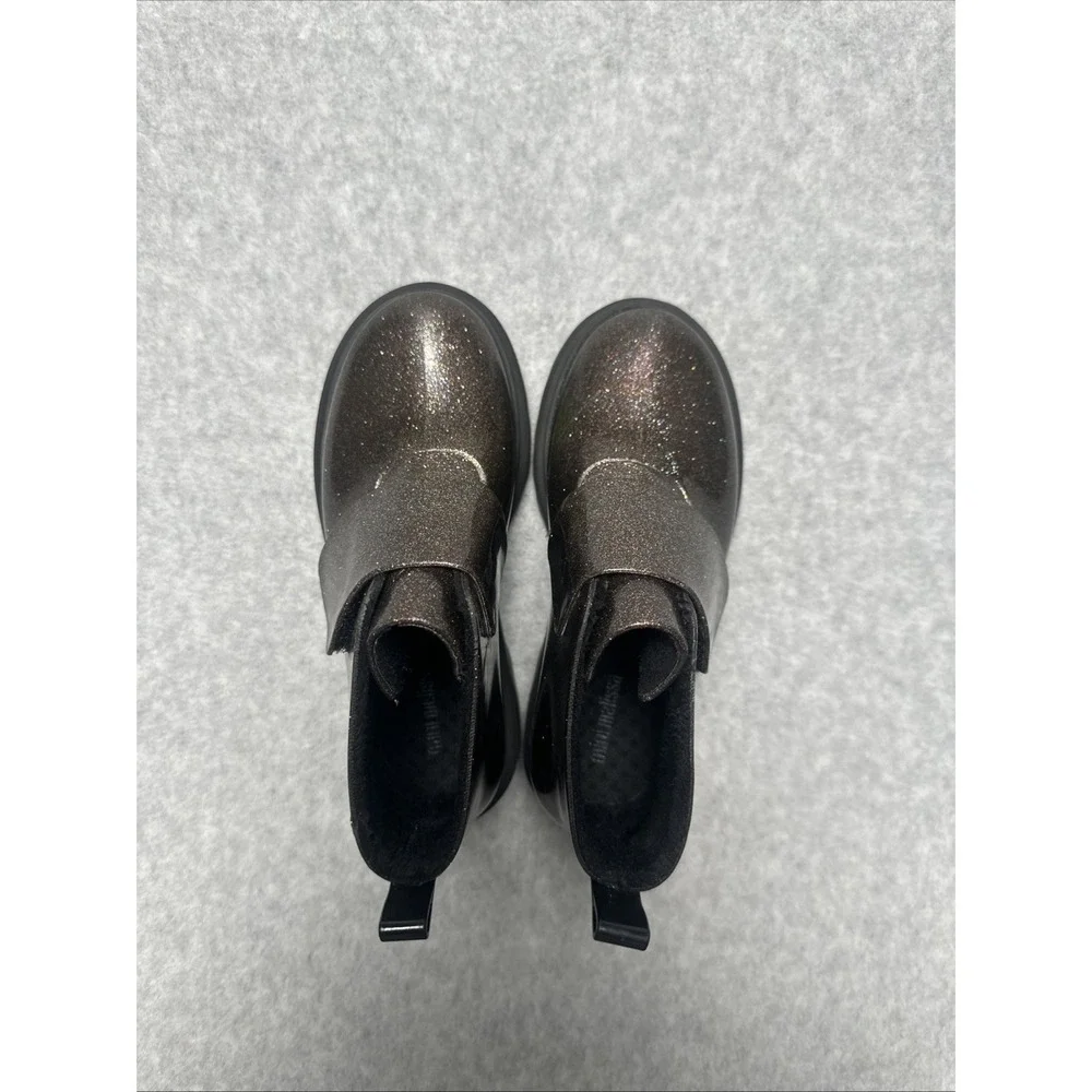Mini Melissa Boots Girls Sz 11 Toddler Chelsea Boots Sparkle Black Glitter Multi